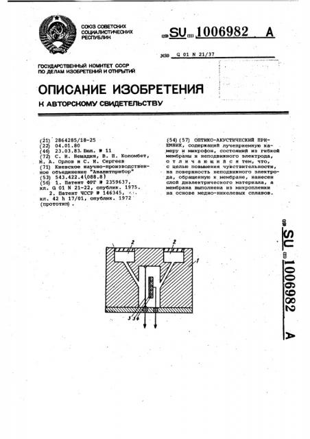 Оптико-акустический приемник (патент 1006982)