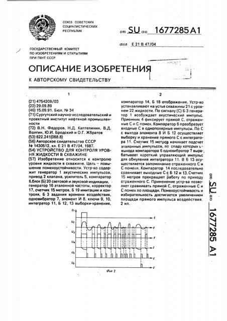 Устройство для контроля уровня жидкости в скважине (патент 1677285)