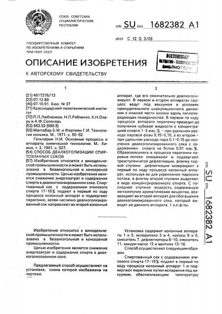 Способ деалкоголизации спиртованных соков (патент 1682382)