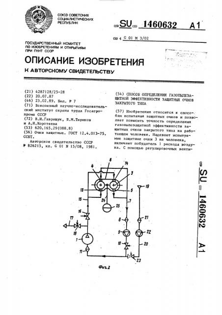 Способ определения газопылезащитной эффективности защитных очков закрытого типа (патент 1460632)