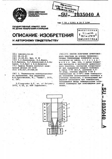 Способ получения армированного пластика на основе термопластичных гибкоцепных полимеров (патент 1035040)