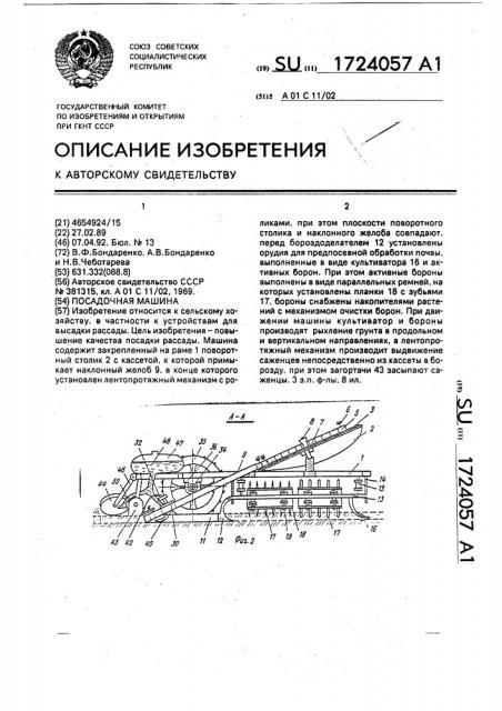 Посадочная машина (патент 1724057)