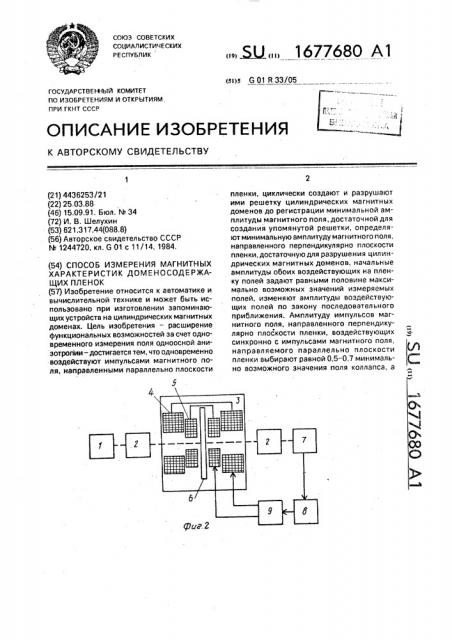 Способ измерения магнитных характеристик доменосодержащих пленок (патент 1677680)