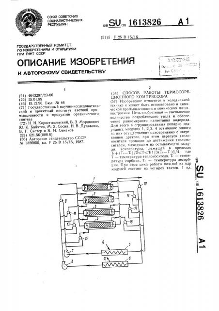 Способ работы термосорбционного компрессора (патент 1613826)