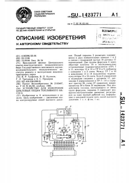 Устройство для измерения цикловых подач топливного насоса (патент 1423771)