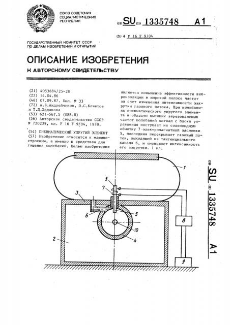 Пневматический упругий элемент (патент 1335748)