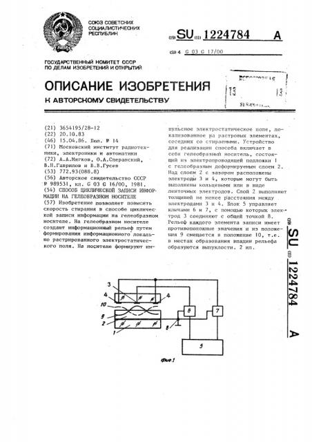 Способ циклической записи информации на гелеобразном носителе (патент 1224784)