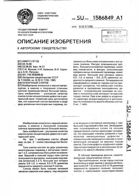 Кузнечный слиток (патент 1586849)