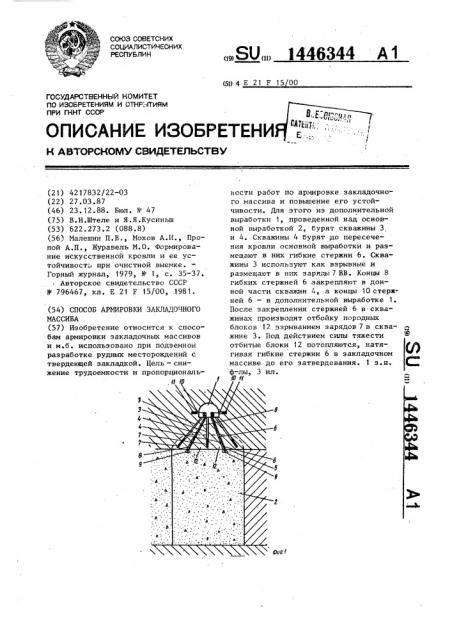 Способ армировки закладочного массива (патент 1446344)