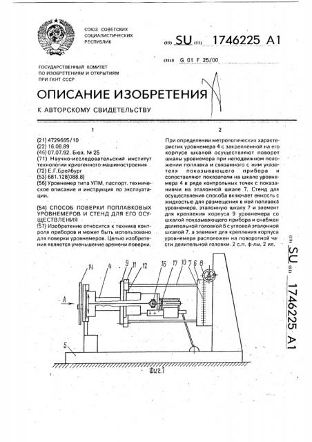 Способ поверки поплавковых уровнемеров и стенд для его осуществления (патент 1746225)