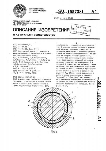 Опора скольжения (патент 1557381)