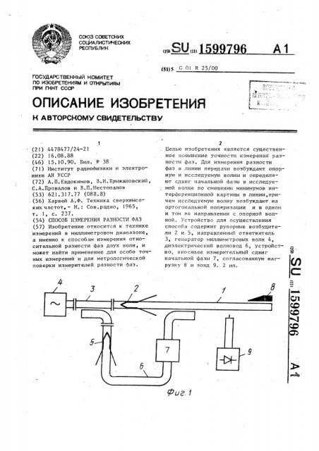 Способ измерения разности фаз (патент 1599796)