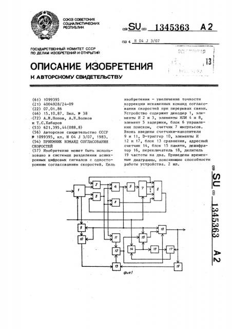 Приемник команд согласования скоростей (патент 1345363)