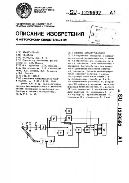 Система фотометрирования (патент 1229592)