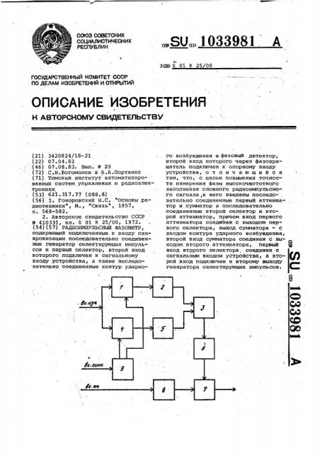 Радиоимпульсный фазометр (патент 1033981)