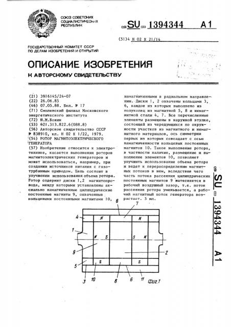 Ротор магнитоэлектрического генератора (патент 1394344)