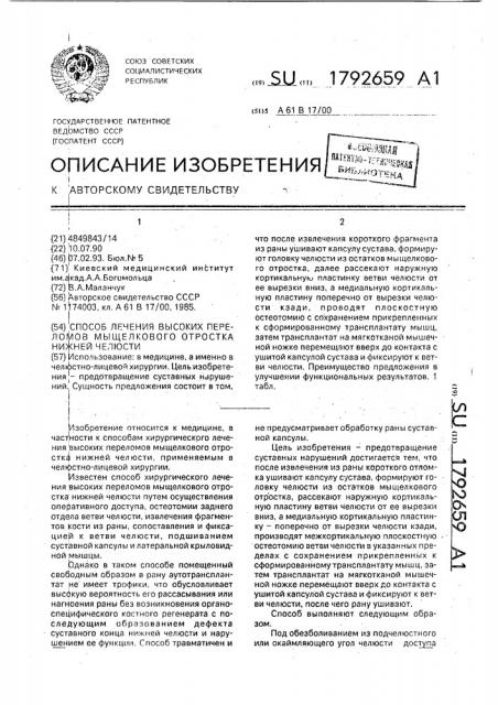 Способ лечения высоких переломов мыщелкового отростка нижней челюсти (патент 1792659)