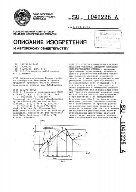 Способ автоматической компенсации тепловых смещений шпинделя металлорежущего станка (патент 1041226)