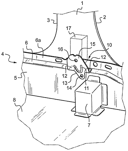 Устройство крепления наматывателя ремня безопасности для кресла автотранспортного средства (патент 2589812)