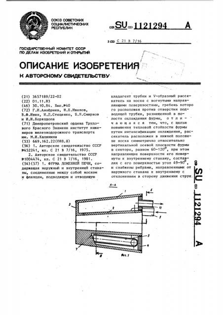 Фурма доменной печи (патент 1121294)