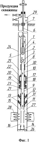 Глубинно-насосная установка для подъема продукции по эксплуатационной колонне скважины (патент 2361115)