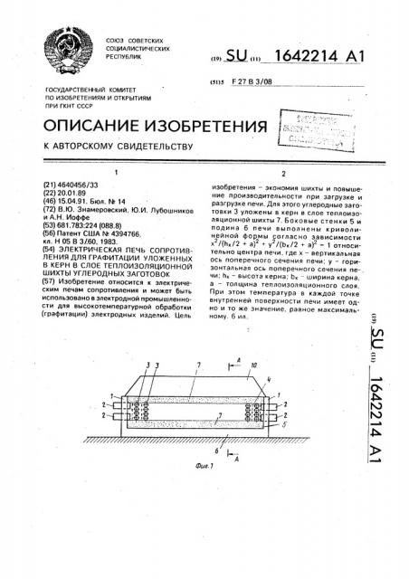 Электрическая печь сопротивления для графитации уложенных в керн в слое теплоизоляционной шихты углеродных заготовок (патент 1642214)