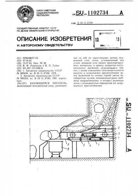 Качающийся питатель (патент 1102734)