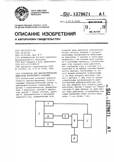 Устройство для диагностирования двигателя внутреннего сгорания (патент 1379671)