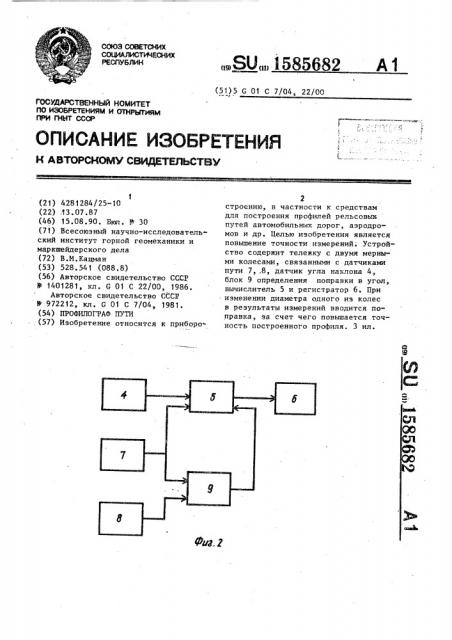 Профилограф пути (патент 1585682)