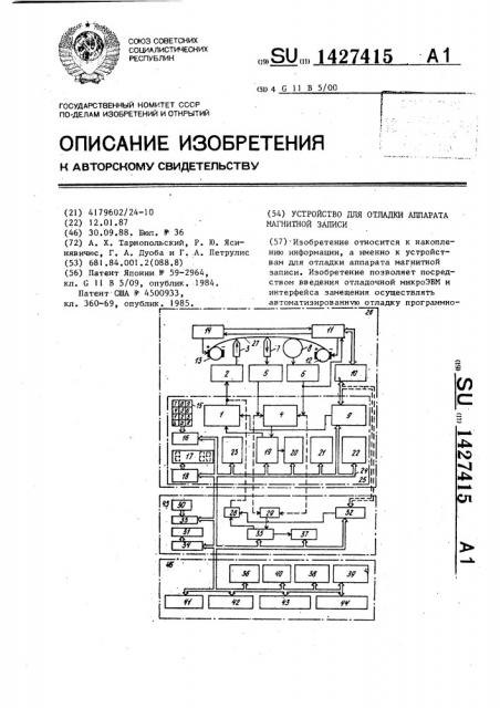 Устройство для отладки аппарата магнитной записи (патент 1427415)