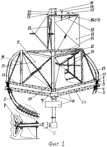 Ветросиловая установка большой мощности, использующая пирамидальный ветряной двигатель (патент 2272172)