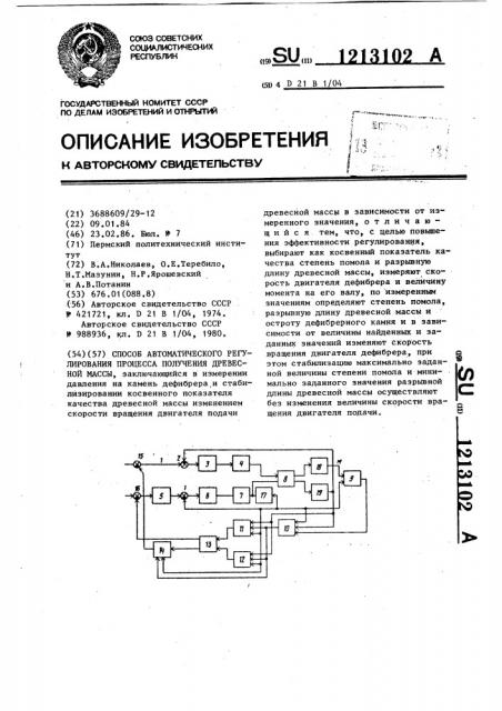 Способ автоматического регулирования процесса получения древесной массы (патент 1213102)