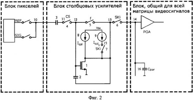 Столбцовый усилитель для матрицы кмоп датчиков видеосигналов (патент 2347325)