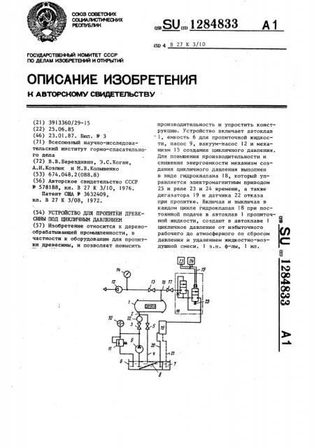 Устройство для пропитки древесины под цикличным давлением (патент 1284833)