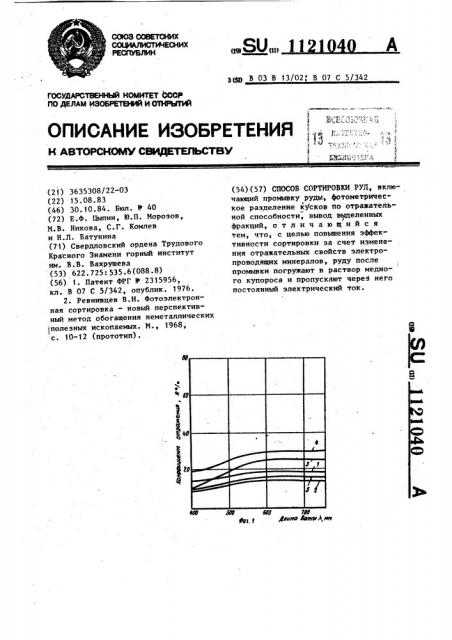 Способ сортировки руд (патент 1121040)