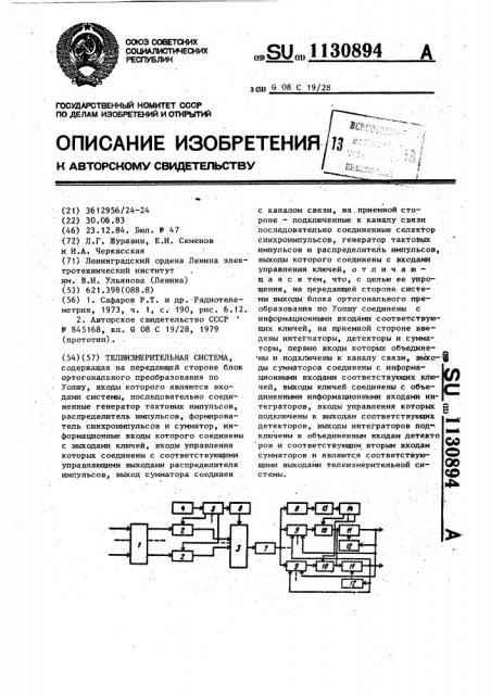 Телеизмерительная система (патент 1130894)