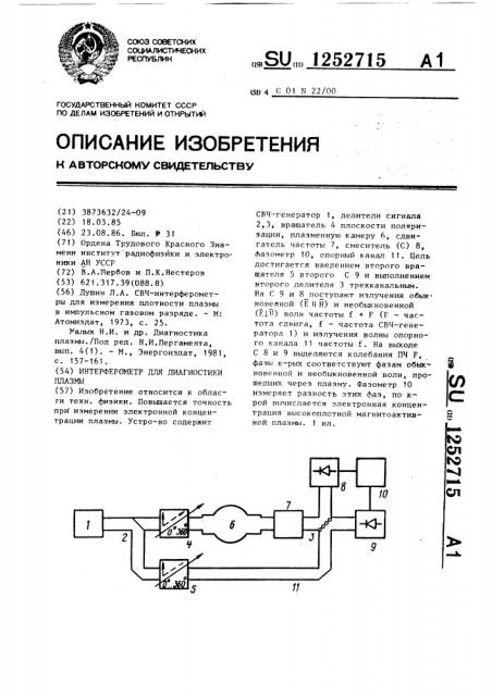 Интерферометр для диагностики плазмы (патент 1252715)