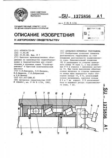 Аксиально-поршневая гидромашина (патент 1375856)