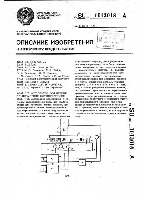 Устройство для правки длинномерных цилиндрических изделий (патент 1013018)