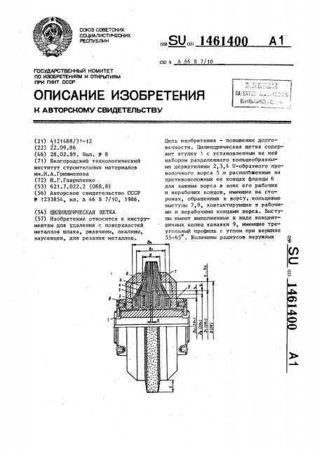 Цилиндрическая щетка (патент 1461400)