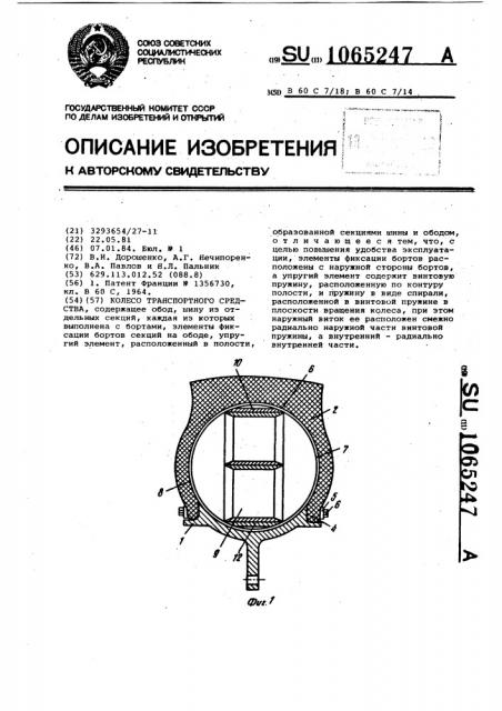 Колесо транспортного средства (патент 1065247)