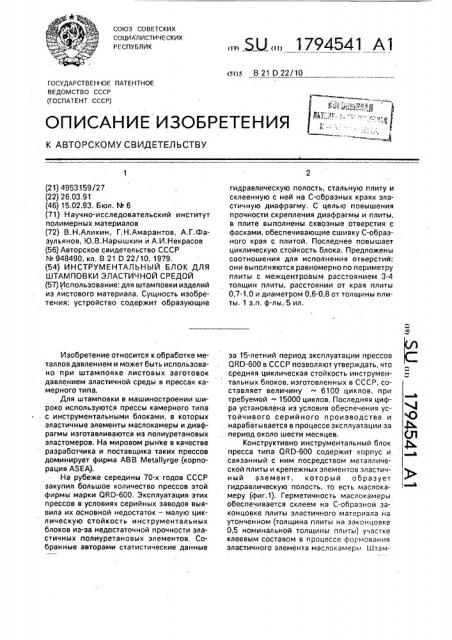 Инструментальный блок для штамповки эластичной средой (патент 1794541)