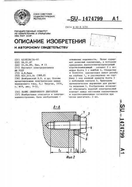 Полюс синхронного двигателя (патент 1474799)