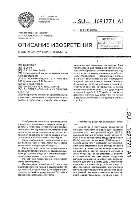 Дисперсионный анализатор спектра (патент 1691771)