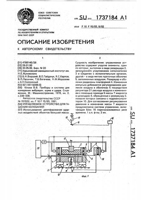 Управляемое устройство для гашения колебаний (патент 1737184)