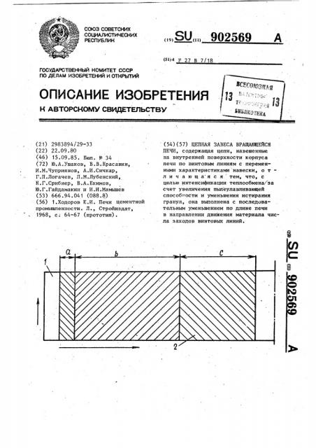 Цепная завеса вращающейся печи (патент 902569)