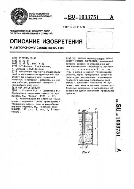 Способ гидроизоляции пород вокруг горной выработки (патент 1033751)