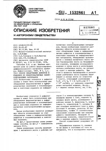 Способ обнаружения дефектов в изделиях из неферромагнитных электропроводящих материалов (патент 1532861)