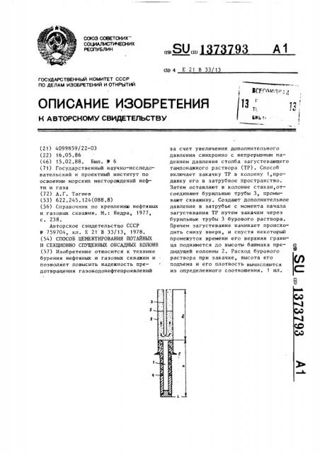Способ цементирования потайных и секционно спущенных обсадных колонн (патент 1373793)