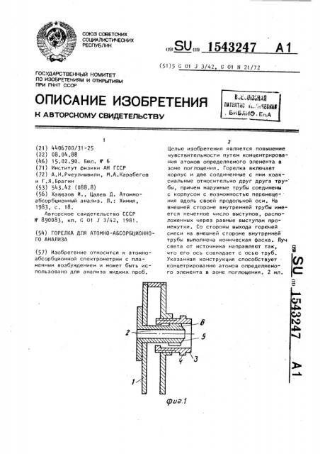 Горелка для атомно-абсорбционного анализа (патент 1543247)